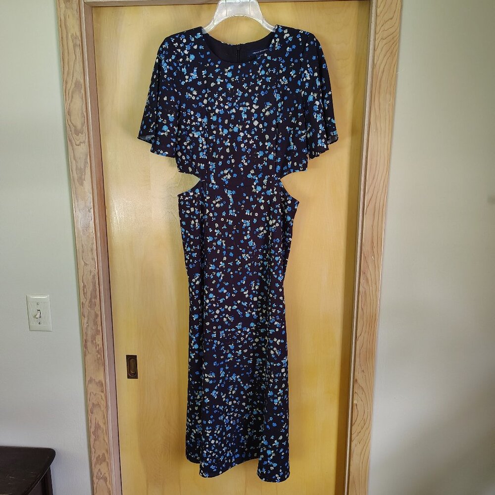 French Connection Midi Dress 6 Black Floral Cutout